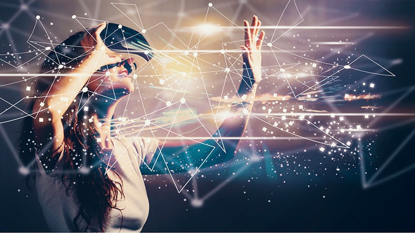 Person with VR goggles on